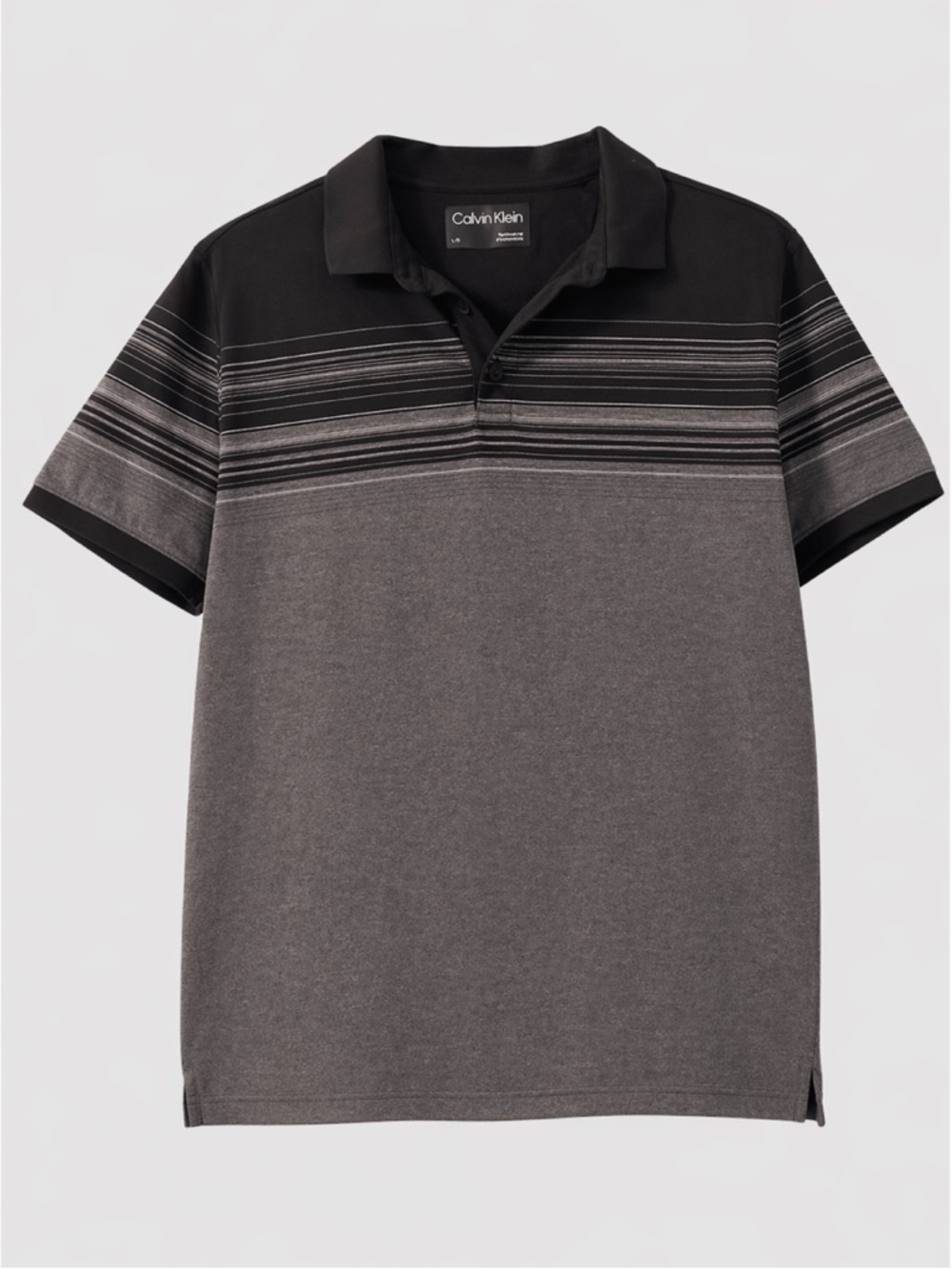 Calvin Klein Slim Fit Striped Polo Black Gray Mens Large